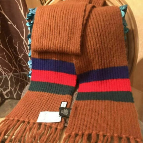 Gucci Crazy Lady Knit Scarf Brown Fringe Scarf - Picture 8 of 12